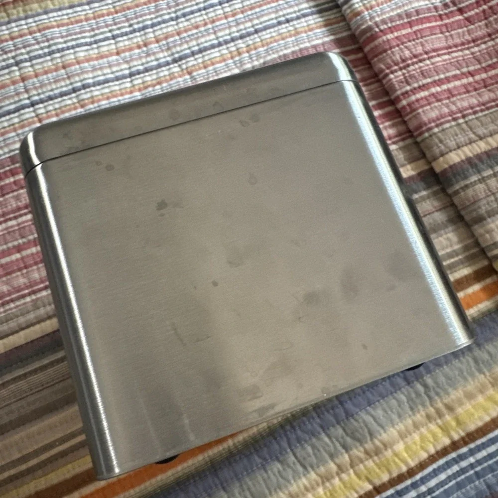 Vtg Retro Brushed Metal Tissue Cover 10x6x5 Large Box Modern Industrial Bathroom